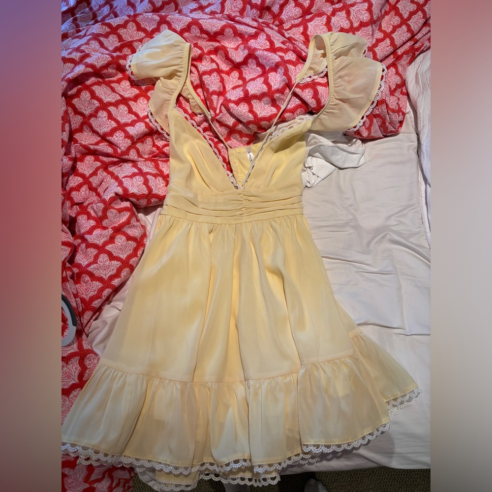 Lucy in the sky yellow ruffle mini dress
